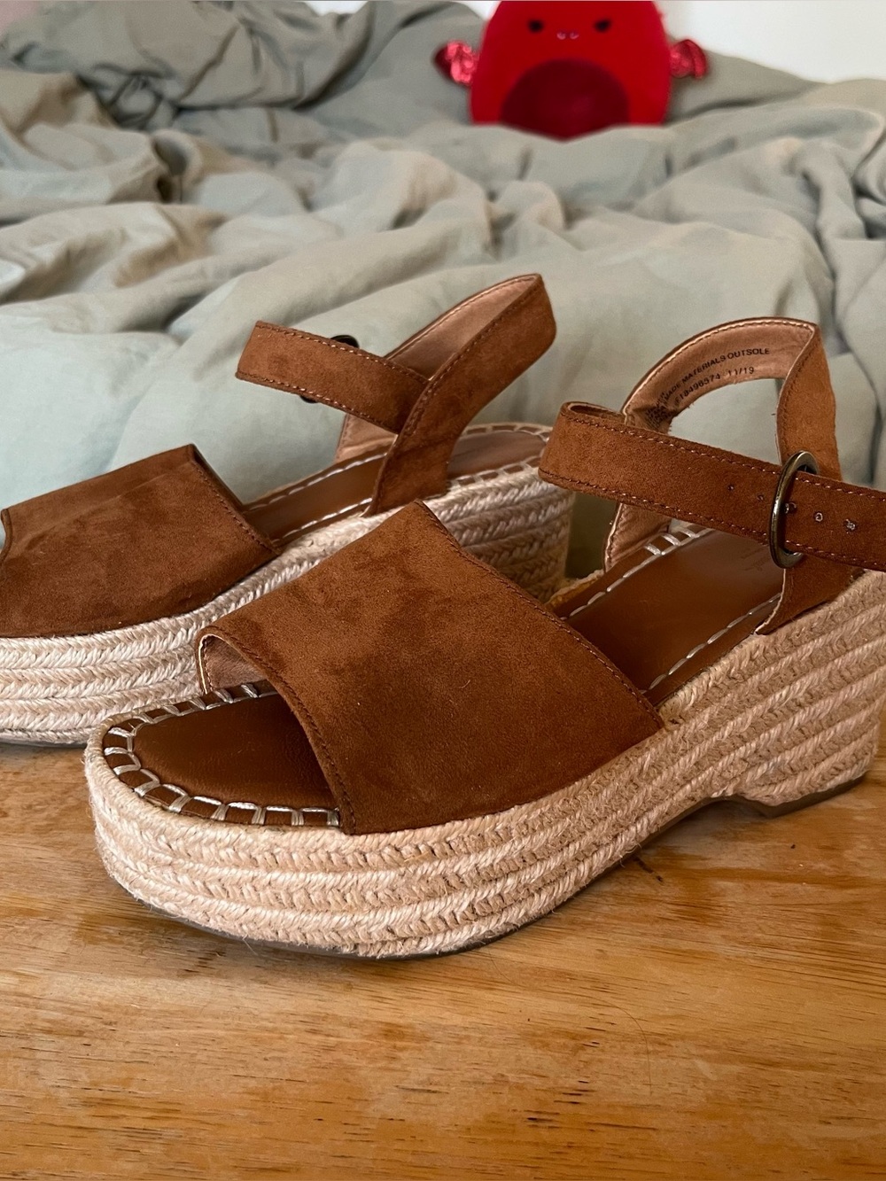 Tan Faux Suede Platform Espadrille Sandals